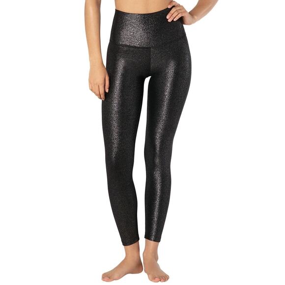 BEYOND YOGA Twinkle High Waisted 7/8 Yoga Leggings Black Silver Sparkle Sz Med - Picture 7 of 8